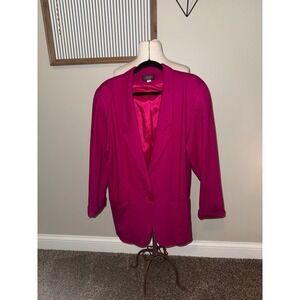 VGR Blazer Women's Magenta Wool Blend Single Button Jacket Size 14